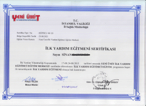 İlk Yardım Eğitmeni Sertifikası